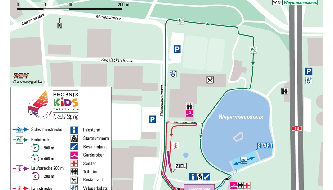 Streckenplan Kids Triathlon Weyermannshaus