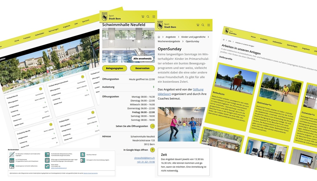 Ausschnitte aus der neuen Sportamt-Website